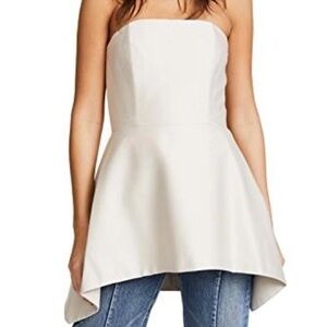 NWT Alice + Olivia Duncan Strapless Nude Peplum Top Size 4 Small